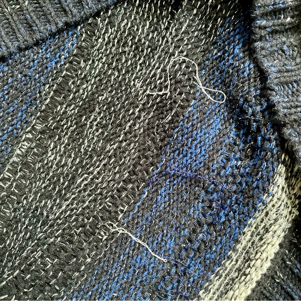 DKNY Jeans Oversized Knit Sweater Blue Gray Lurex Size M - Picture 4 of 6